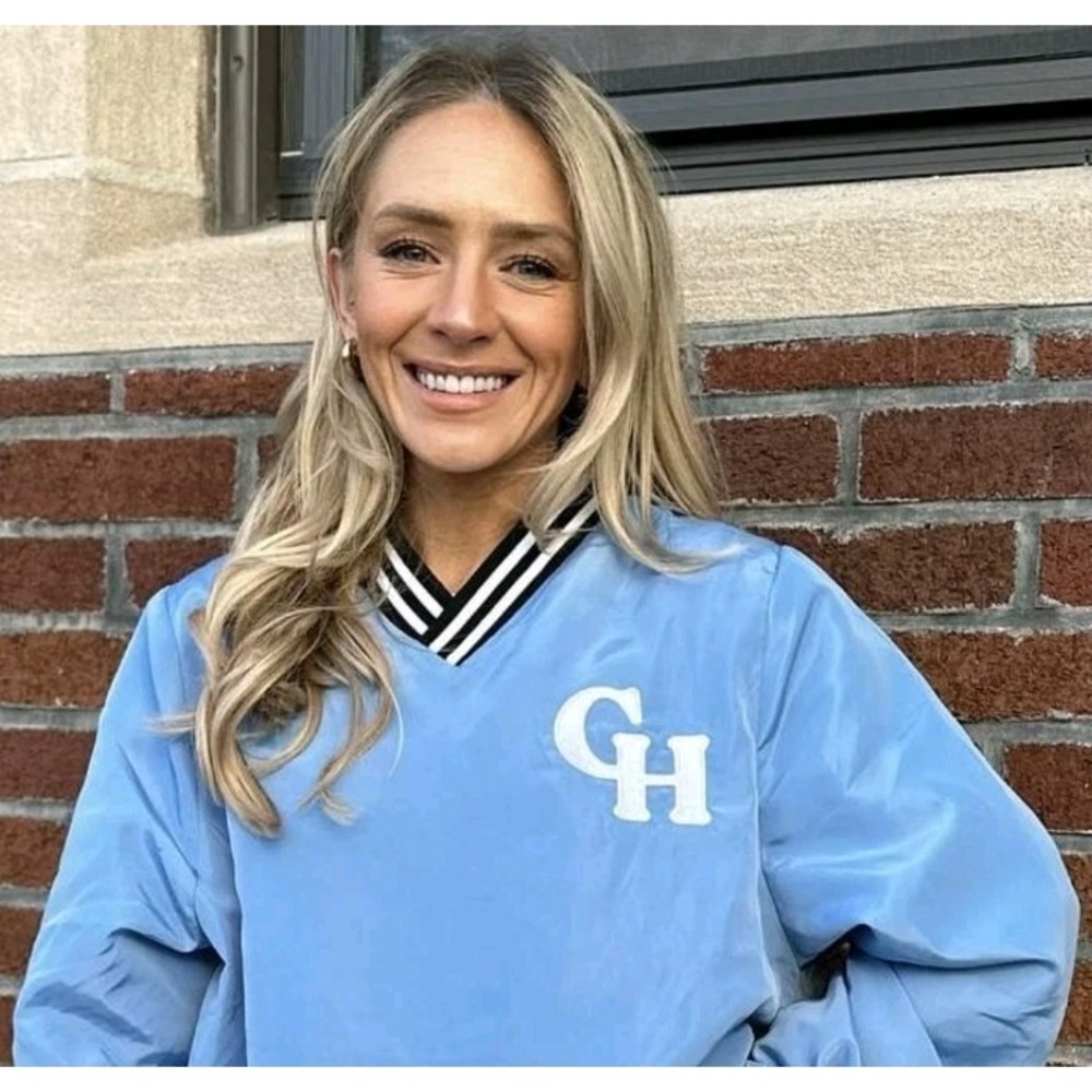 Gold Hinge Women S Pullover Windbreaker Sweatshirt Varsity School Vneck Pockets